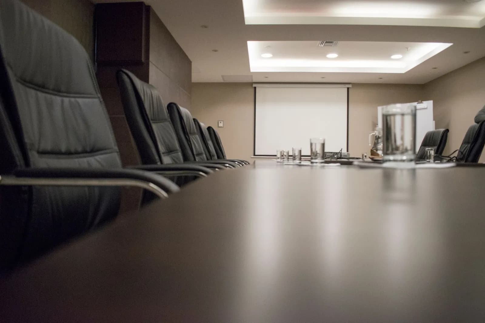 Illustrative stock photograph: empty meeting room